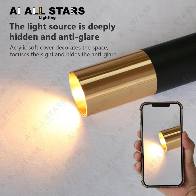 Modern Led Pendant Lamp Long Tube Lamp Kitchen Island Dining Room Shop Bar Counter Decoration Cylinder Pipe Pendant Lights