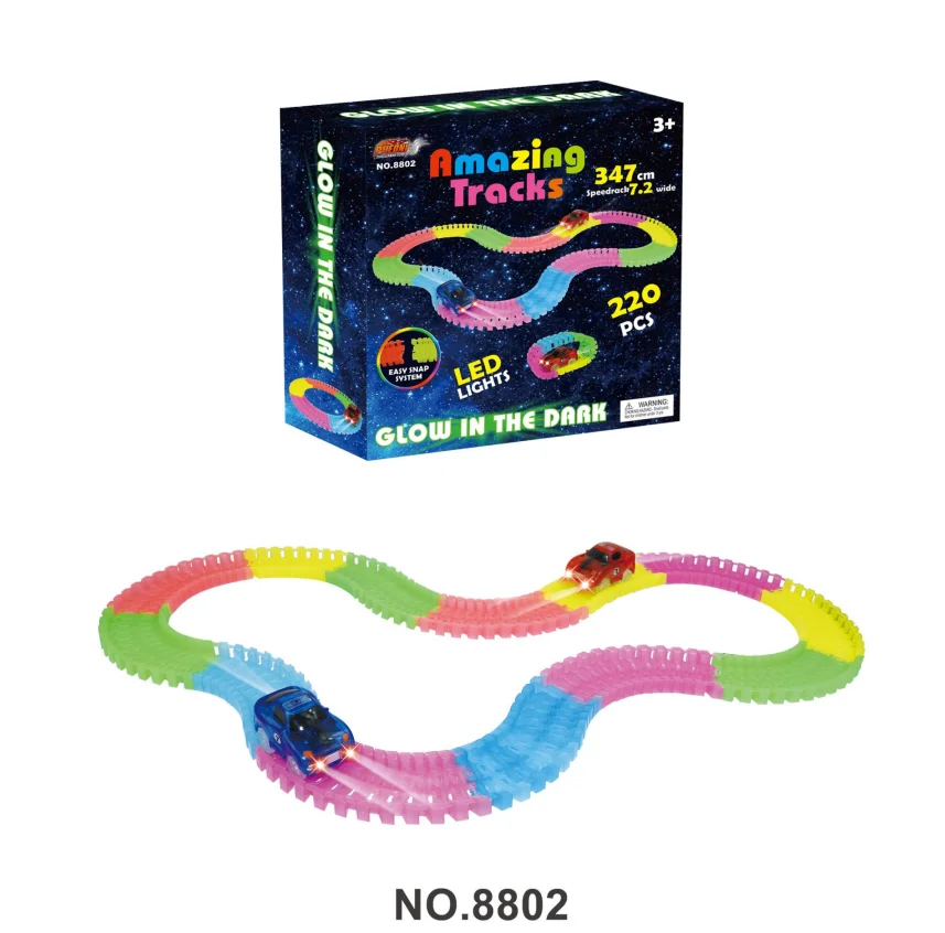 Newest design kids magic puzzle train track toys electric car racing track toy