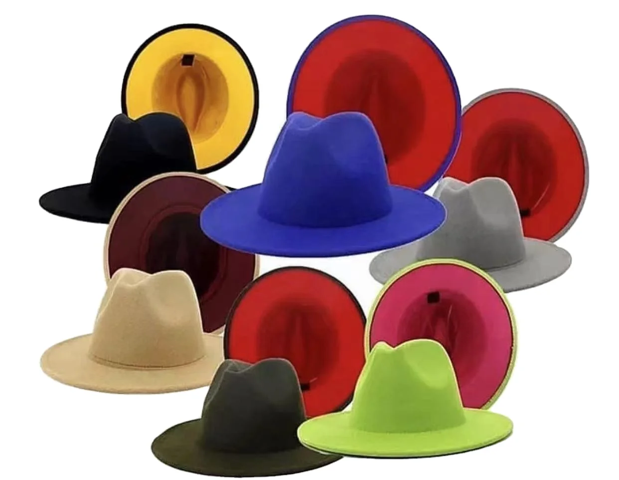 2022 fashion Women Polyester Cotton Hats Two Color Wide Brim Felt hot sale Fedora Hat Wholesale Fedora Hat for women men party
