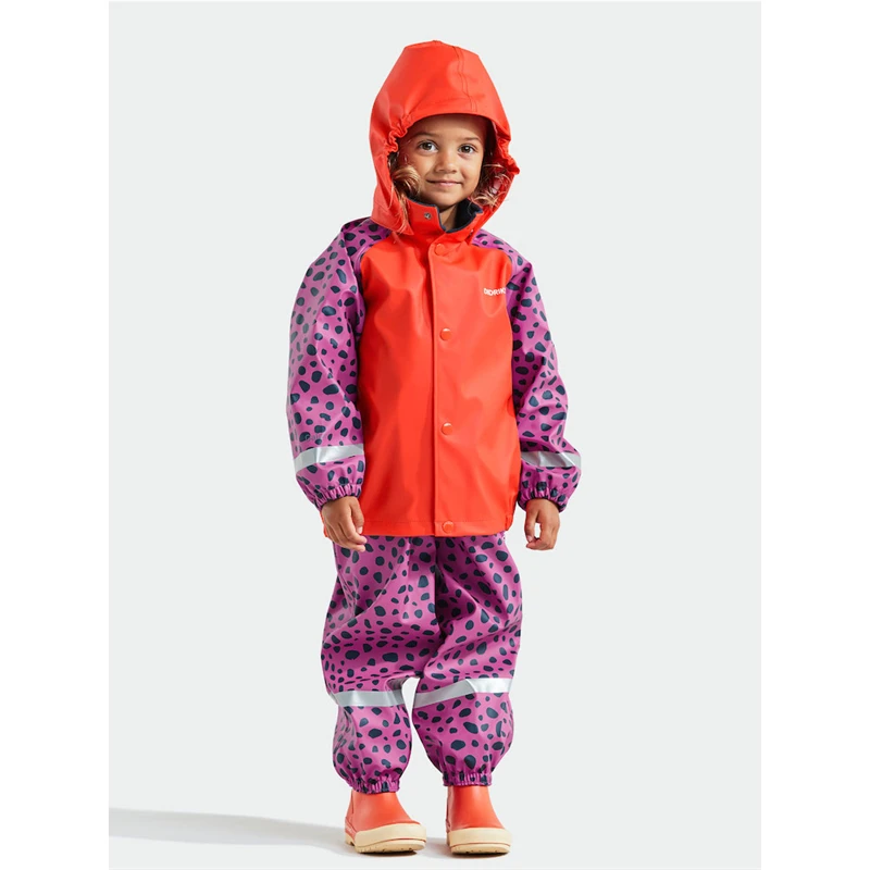 Plain Color Kids Red Raincoat High Quality Kids Raincoat Rain Boots Kids Waterproof