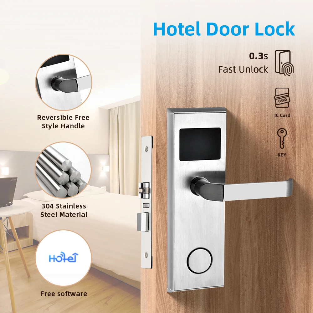 Keyless Electric Hotel RFID Smart Card Door Lock with Free software Hotel Lock