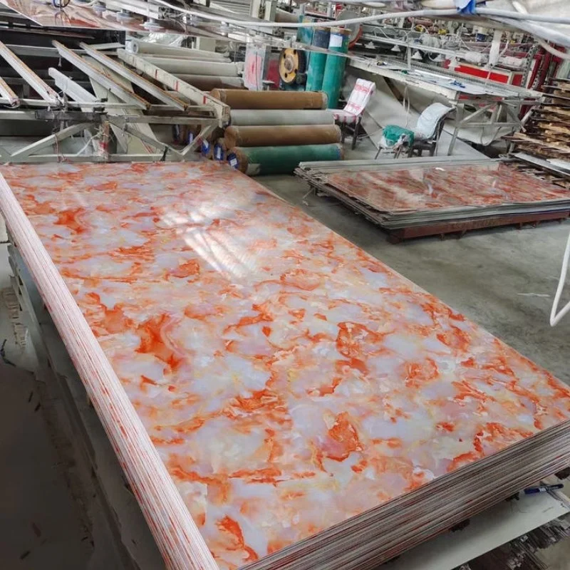 High quality coated kitchen cabinets high gloss wall marble panel for bathroom pvc marble panel