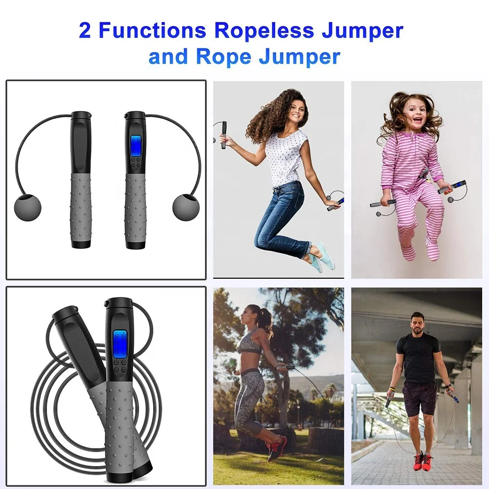 Electronic Automatic Counting Digital Tangle-Free Ball-bearings Jumping Rope, Endurance Training and Fitness Gym Skipping Rope_11