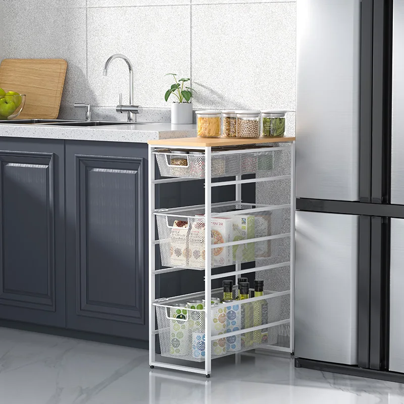 WIREKING Drawer Type Household Storage Rack Utility Cart Storage Cart on Wheels with 10 Drawers