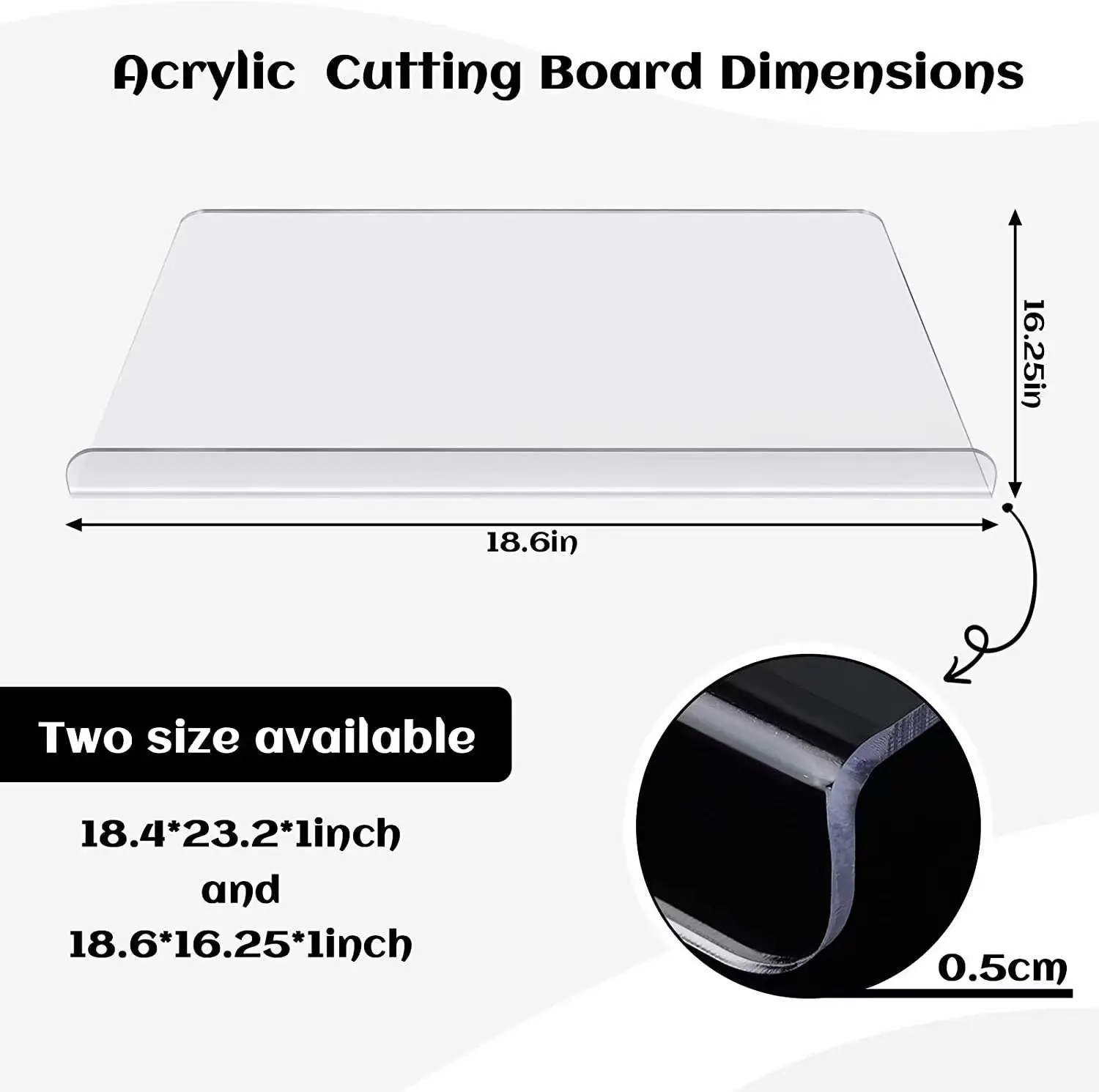 Wholesale Custom Acrylic Chopping Board Transparent Cutting Board for Kitchen with Counter Lip