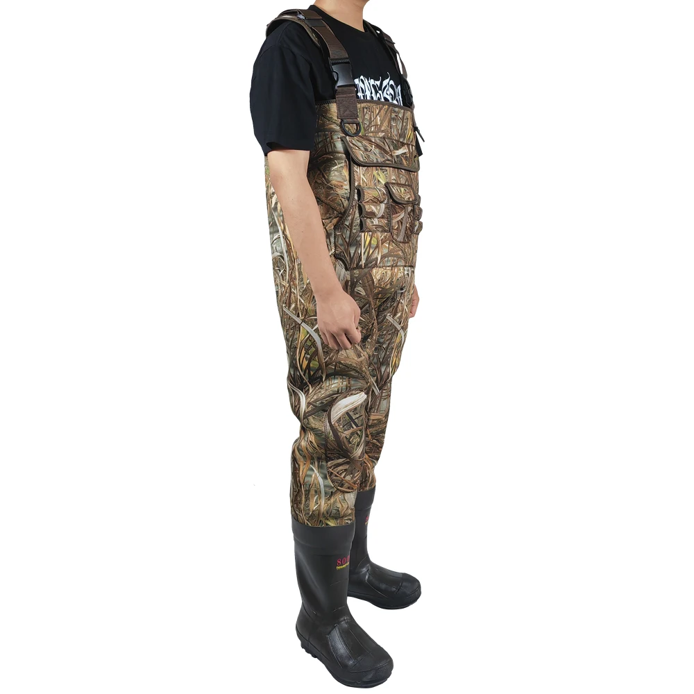 custom 4.5mm CAMO waterproof durable unisex hunting suit  insulate boots shell holders neoprene fishing wader