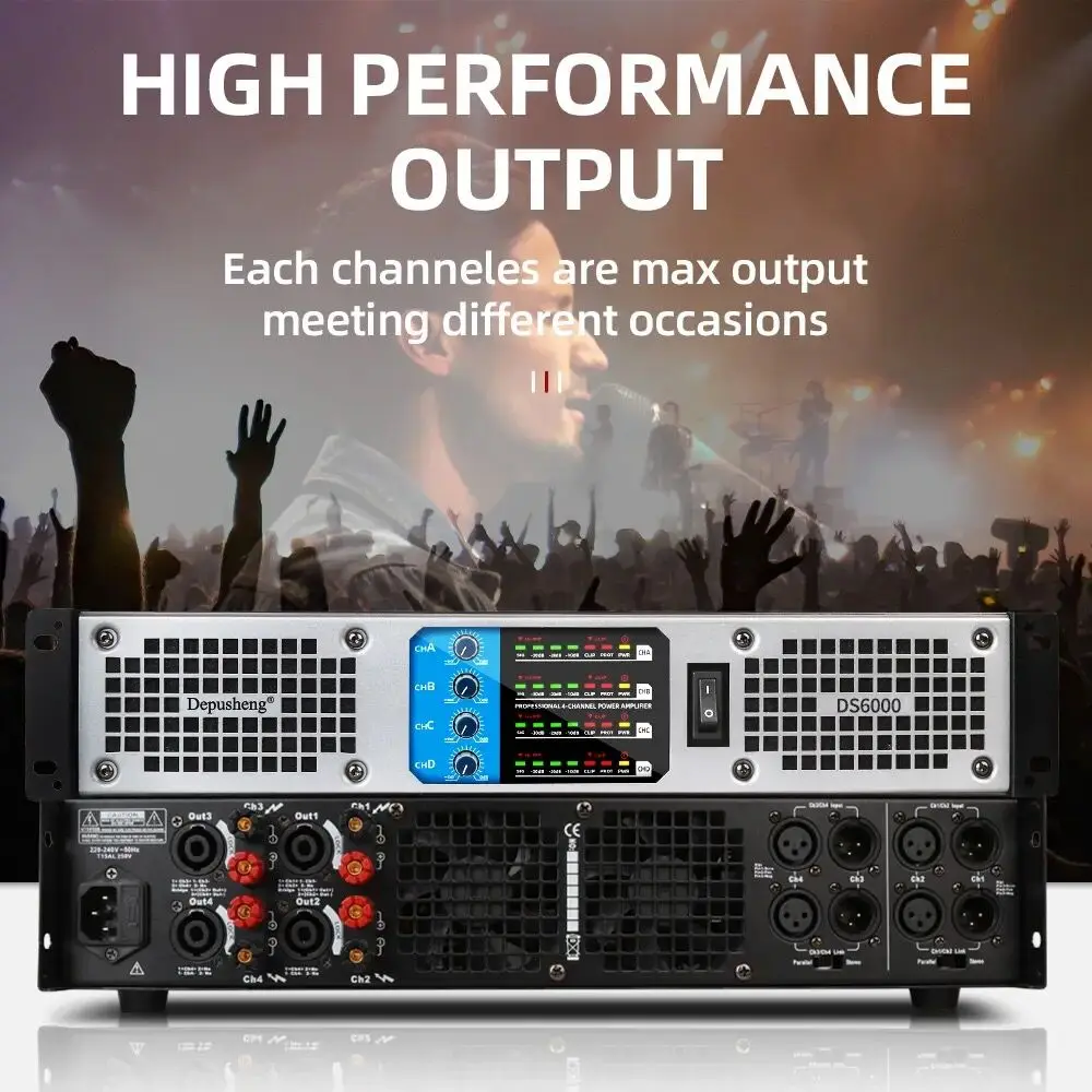 4*1200W Professional Digital Amplifier High-power Pure Rear Stage KTV Stage D-Class Sound Equipment/Amplifiers/Speakers