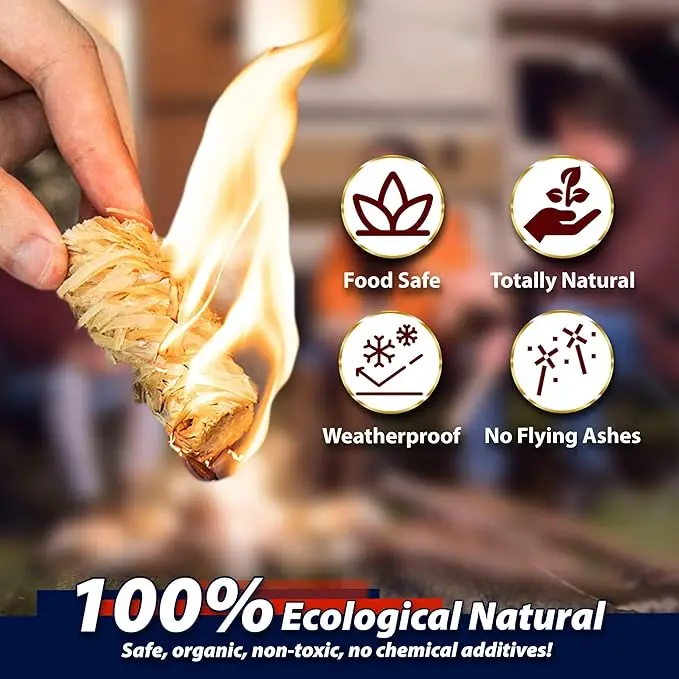 Paraffin Wood Wool Firelighter Natural Eco Wood Wool Igniters Burners Fire Starters for Barbecue Charcoal