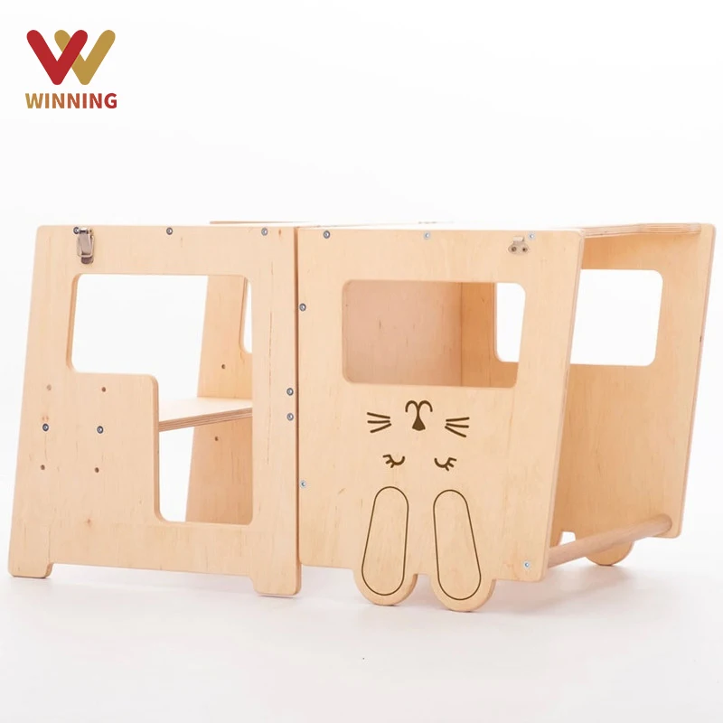 Dinning Chair Adjustable Convertible Compact Wooden Space Saver 3 In 1 High Chair Baby Feeding For Babies Toddlers Booster Seat