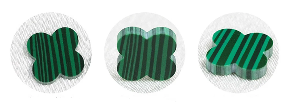 Factory Price Wholesale Four Leaf Clovers Synthetic Green Malachite 10mm 12mm 4 Clovers Malachite Stone with 1mm Thickness