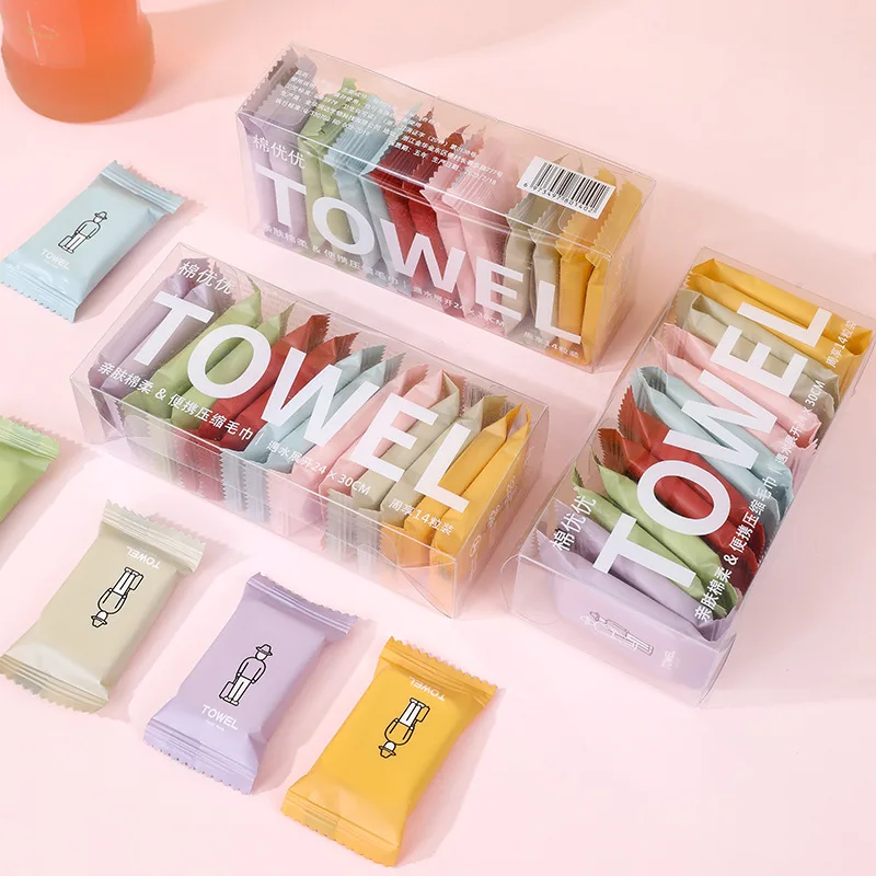 Nonwoven and Woven Techniques for Skin Care Disposable Face Washcloth 14pcs Reusable Wet and Dry Compressed Towel