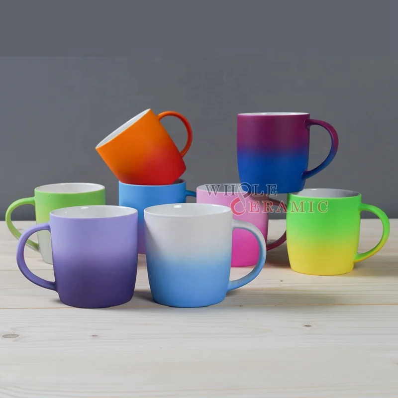 Wholesale customized colorful soft touch rubber coated ceramic stoneware mug in various shape and colors factory supplier