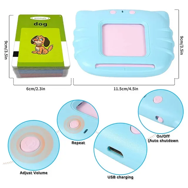 Wholesale Educational Early Learning Toddler Talking Flash Card Reader Musical Plastic Learning Toy Machine with Battery Power