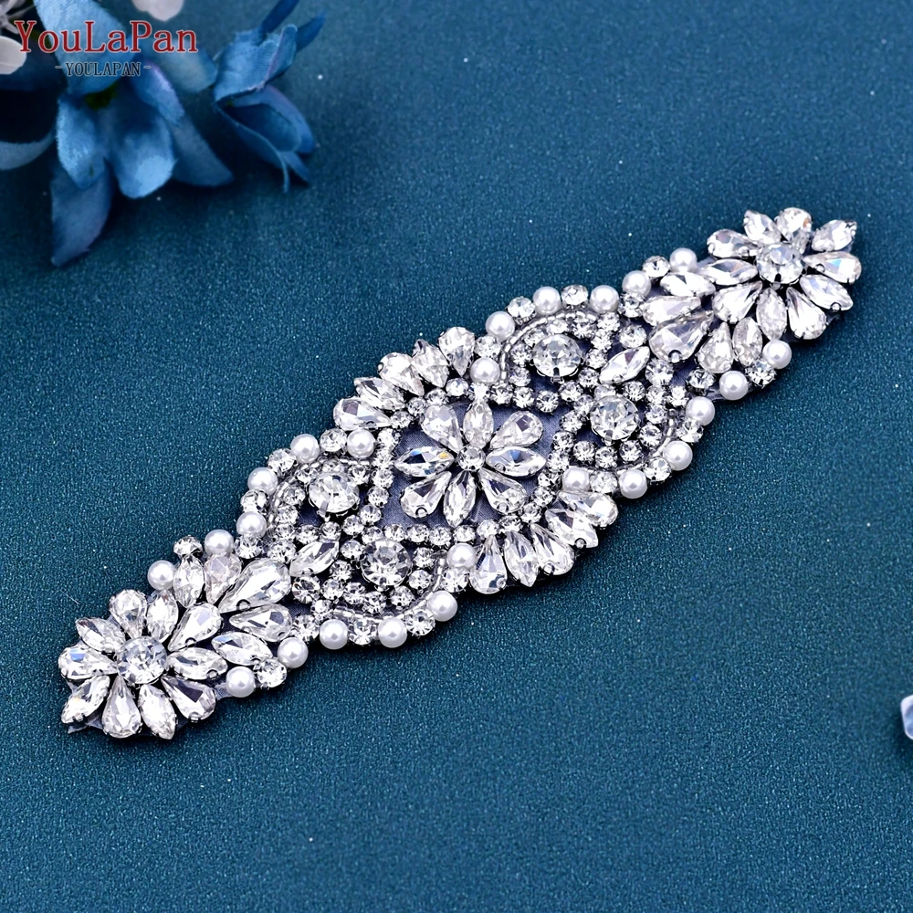 YouLaPan S394 Sparkling Stones Belts Silver Rhinestones Applique Bridal Wedding Dresses Sash Women Party Gown Girdle
