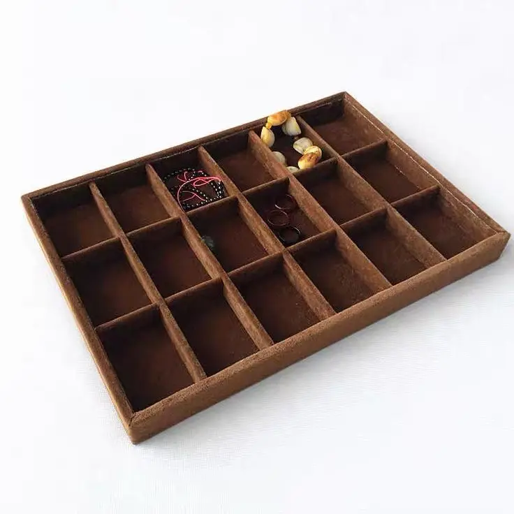 Luxury necklace display organizer case rings drawer divider velvet earring jewelry display trays