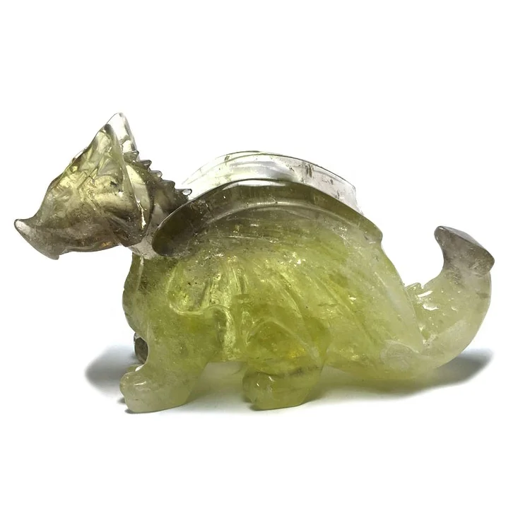Healing Stones Natural Hand Carved Citrine Flying Dragon Quartz Crystal Flying Dragon Carving