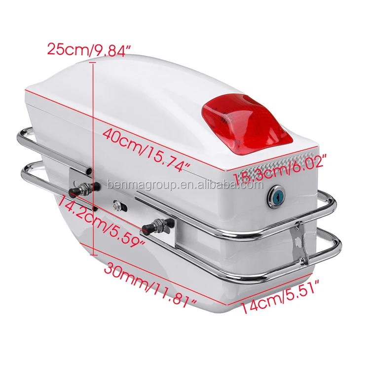 1 Pair Universal Motorcycle Side Boxs Luggage Tank Tail Tool Bag Hard Case Saddle Bags With LED light