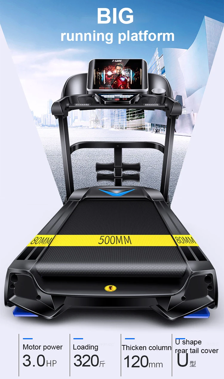 ES6 Wide Running Belts Household Treadmill Cardio Exercise Body Fitness Equipment Treadmill with Massage Belt