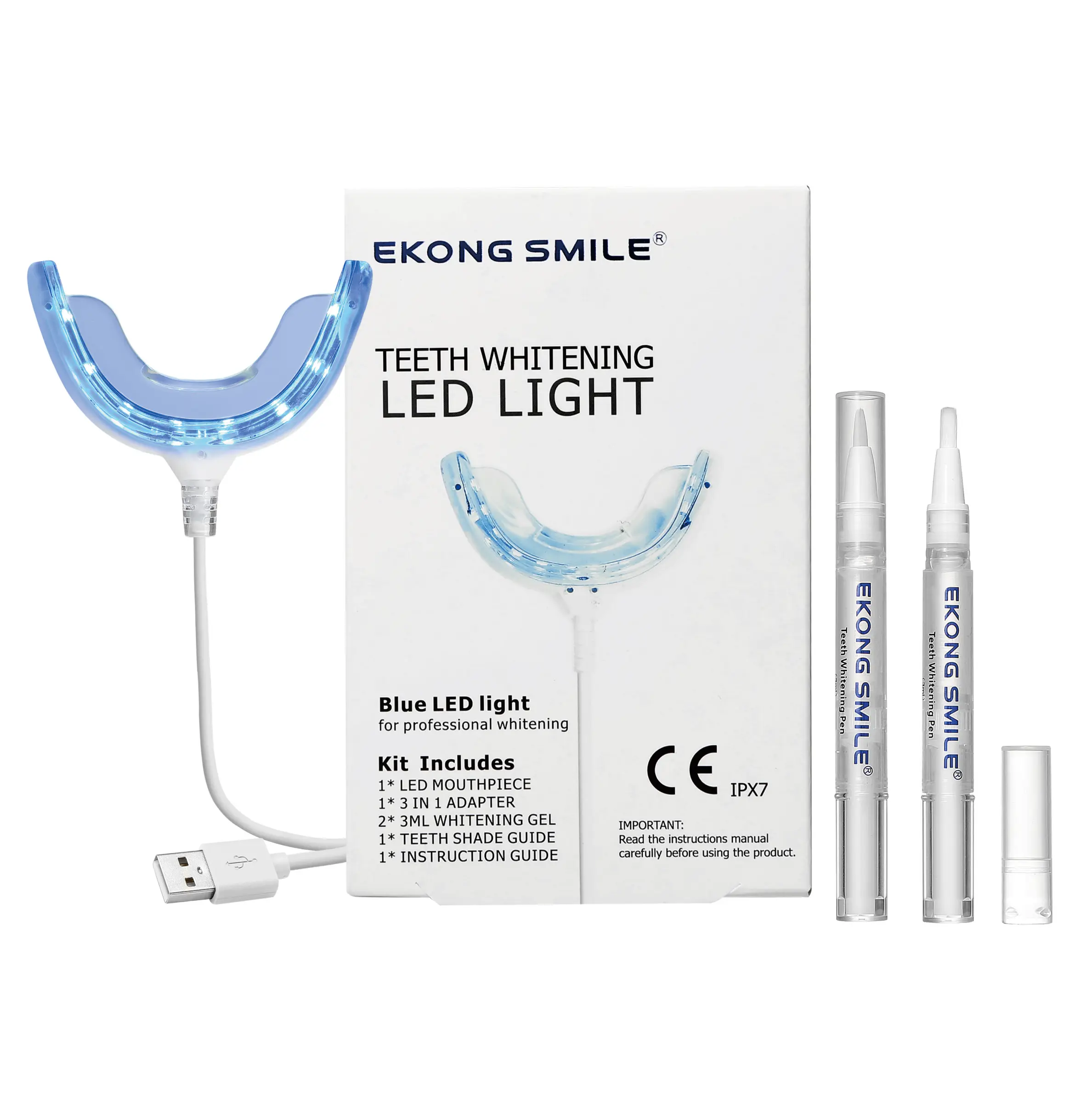 Ekong smile 0 1-44% CP/0 1-35% HP/непероксидная синяя и красная лампа 16 32 светодиодных комплекта для отбеливания зубов