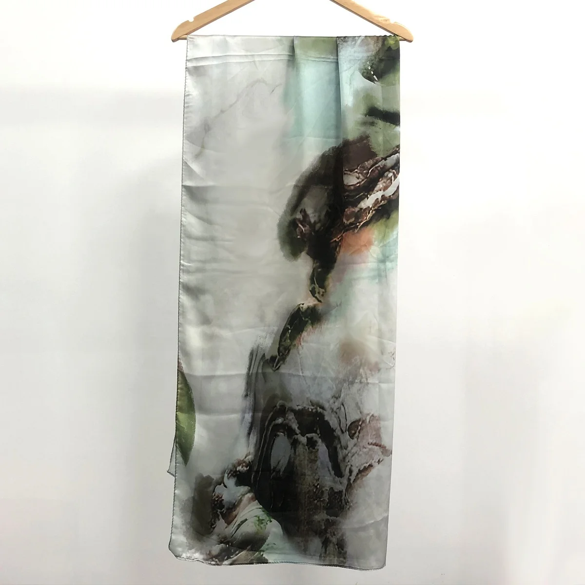 Wholesale 180*85cm Women Modest Printed Hijabs Brimming Chiffon Silk Muslim Premium Ombre Marble Water Print Shawl Hijab Scarves