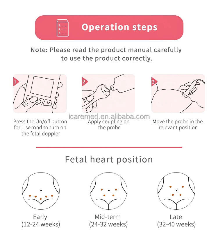 High quality Pregnancy Customized Portable Doppler Fetal Heart Rate Monitor bog screen For Home Use Baby Heartbeat Monitor