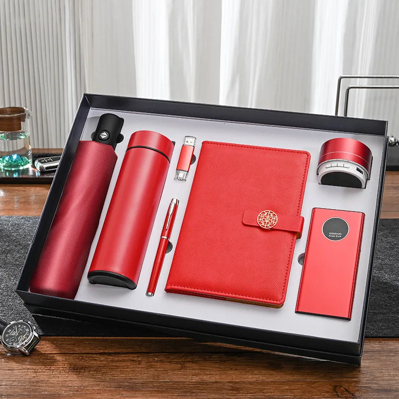 Business gift set company practical gift notebook with USB flash drive umbrella thermos cup powerbank luxury gift sets