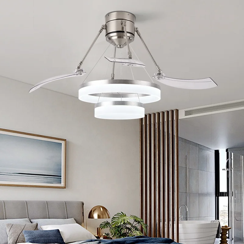 2040A 110v 220v Modern remote control bladeless ceiling fans with lights lamp led designer luz con ventilador oculto techo