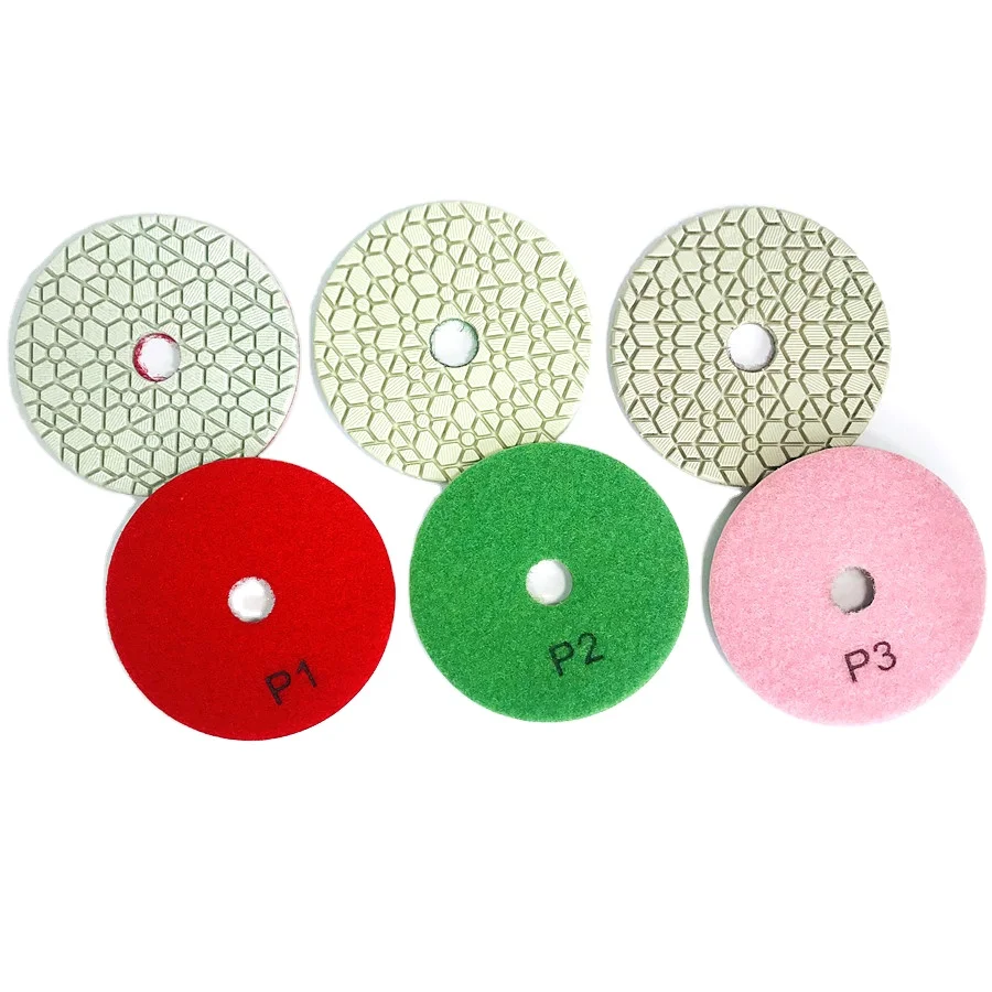 Daofeng 2023 4inch (100mm) Diamond Abrasive Polishing Pad 3-Step Wet/Dry Quartz Polishing Resin Bonding Agent OEM/ODM Supported