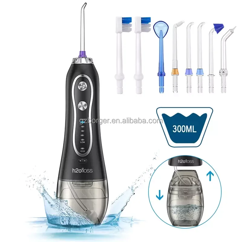 Stock !H2ofloss Best Selling Portable Water Jet Flosser in 100% Waterproof Design and 5 Modes dental oral irrigator