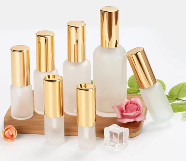 Hot sale product 30 ml 50 ml 100 ml frosted amber cosmetic glass airless spray lotion pump glass bottle