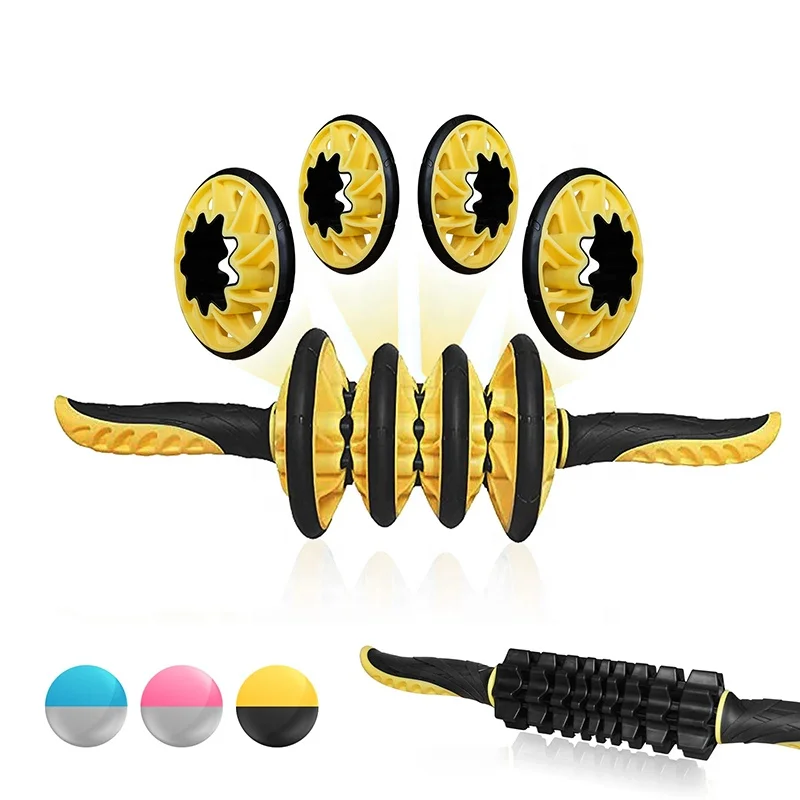 High quality Muscle deep relaxation 4 wheel female neck massage ab roller wheel foam massage roller stick