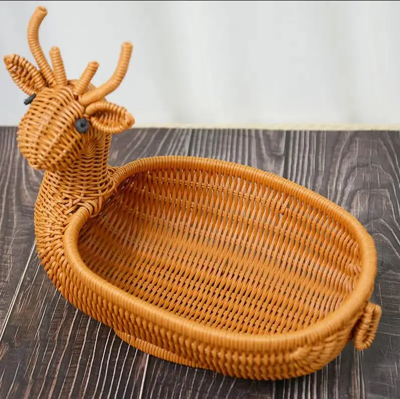 New sells rattan like woven basket food display rattan frame creative animal shaped woven basket