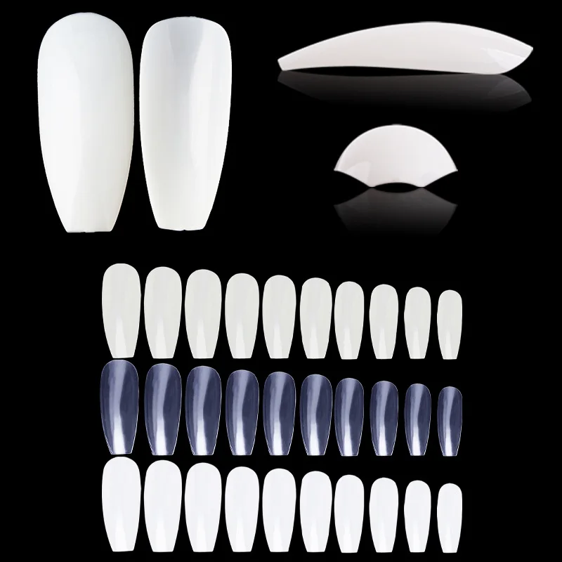 2022 Wholesale 500pcs Long Coffin False Stiletto Nails Tips Cover with Nail Tip Boxes for Nail Painting Manicure Display