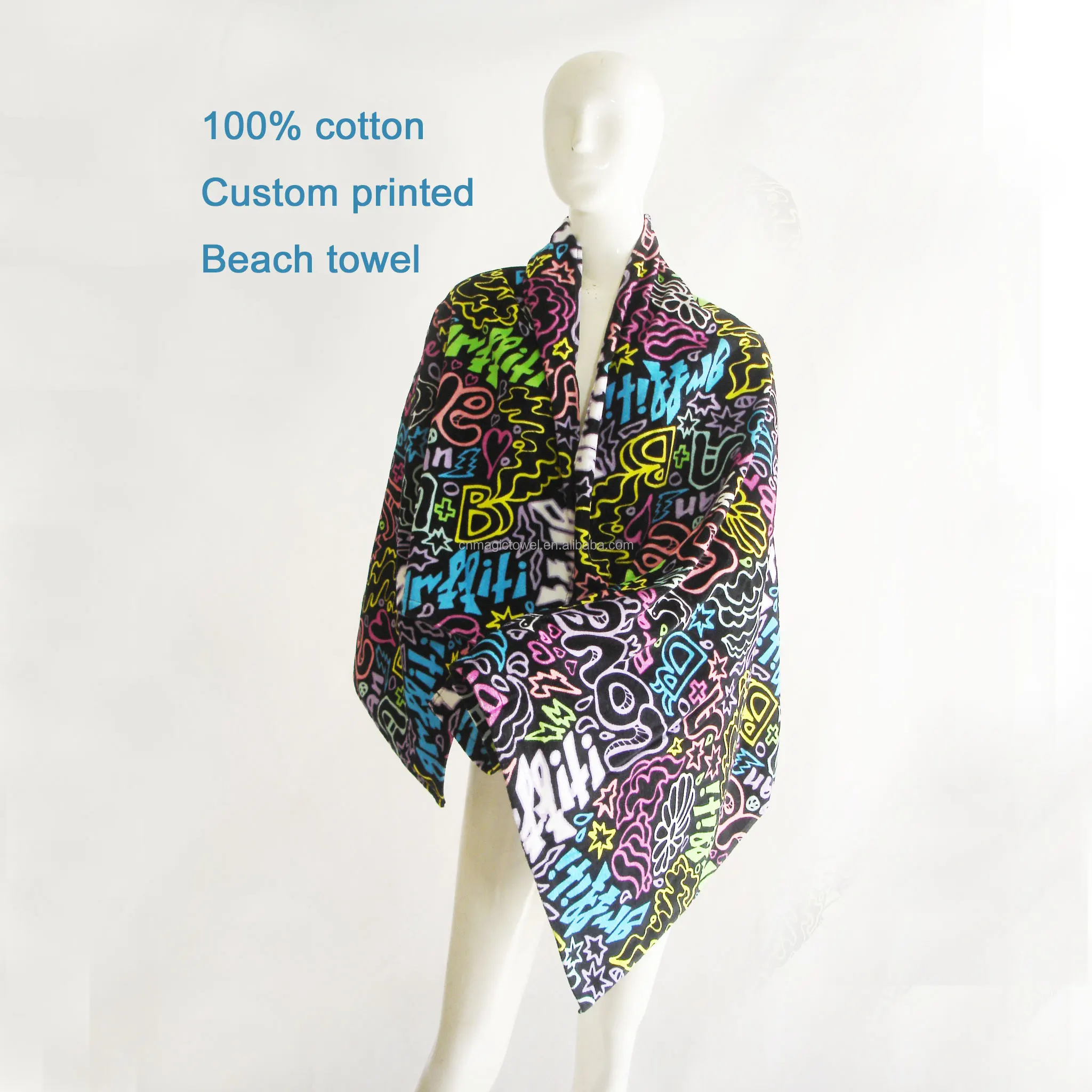 Free Design Custom Beach Towel With Logo Custom Print Fast Shipping Summer Large Beach Towel 100% cotton