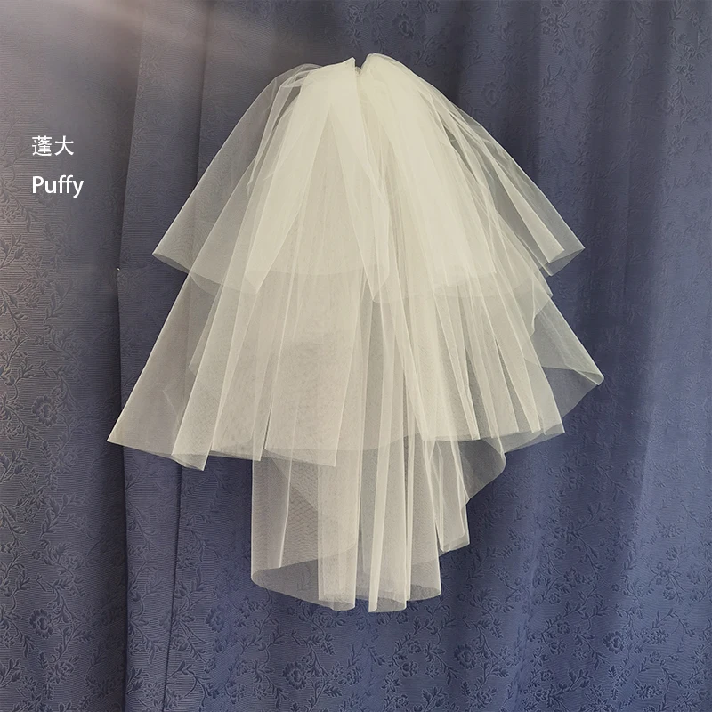 Tulle Three-layer Comb Wedding VEIL Sayabridal bride veils hard tulle yarn puffy  style white ivory black color choose
