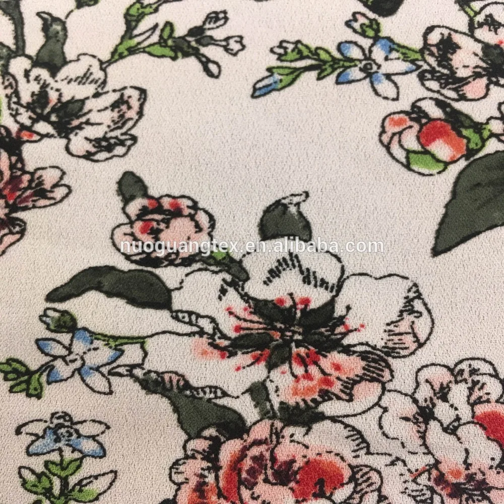 birds print design polyester dobby crepe /SS19 polyester printed dobby crepe /120GSM polyester printed moss crepe