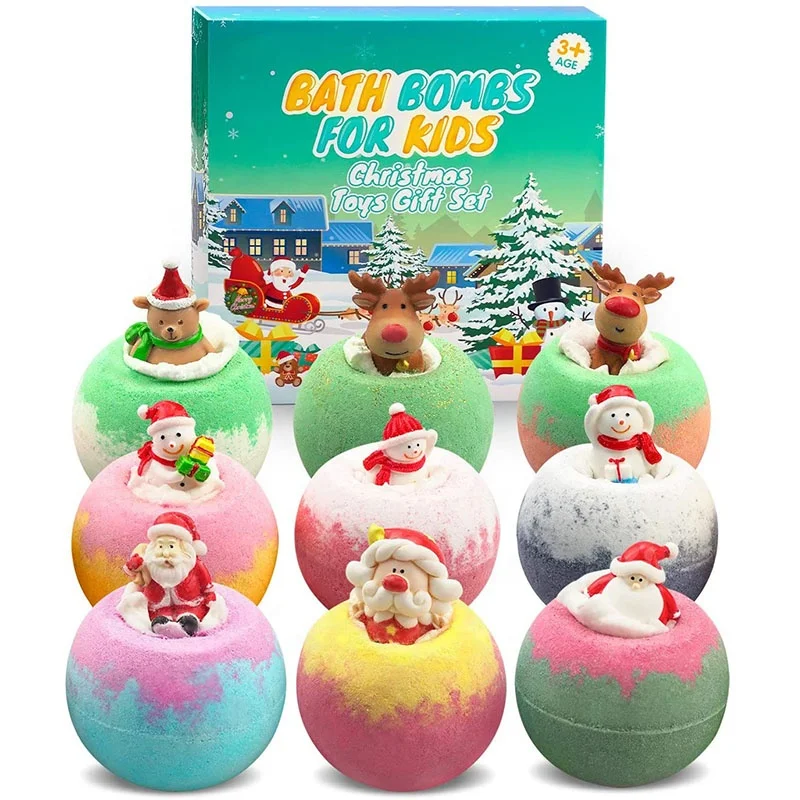 2021 OEM private label bubble bombs organic bath bombs bath fizzer ball bath bombs for kids with toys surprise inside