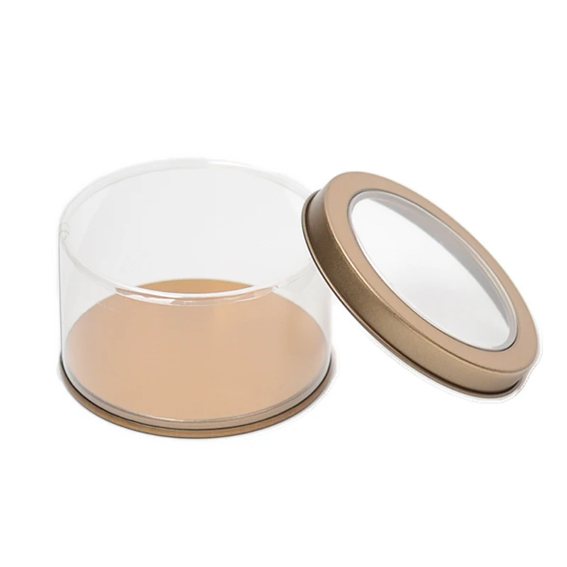 Professional customization transparent chocolate tin boxes plastic cookie tin box with  PVC window