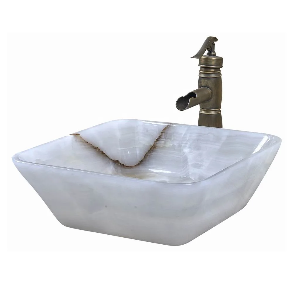 Square White Onyx Bathroom Wash Basin