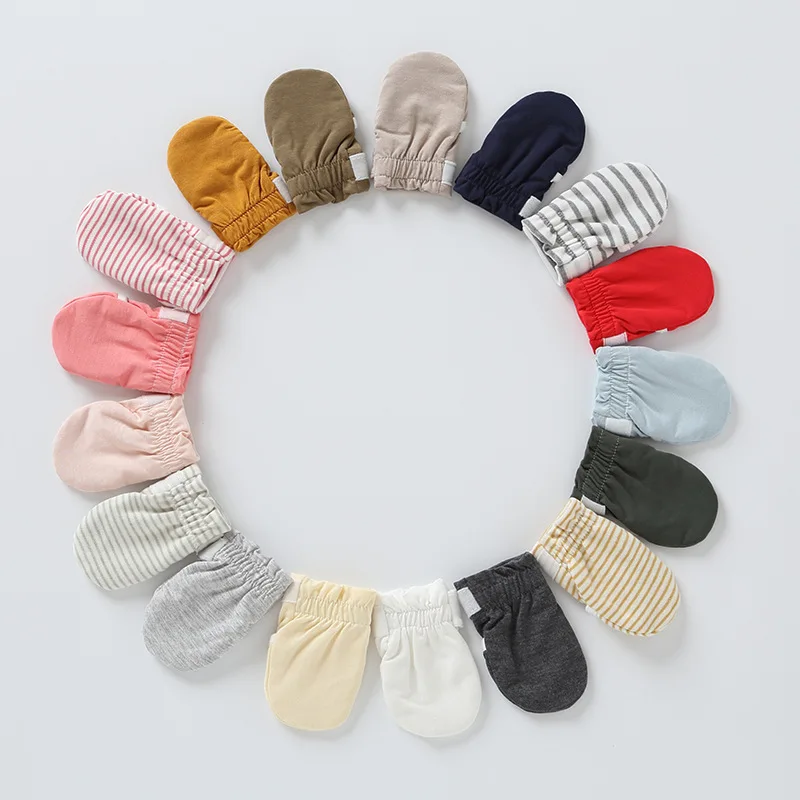 Factory manufacturer bamboo spandex plain color warm toddler stripe  baby mittens
