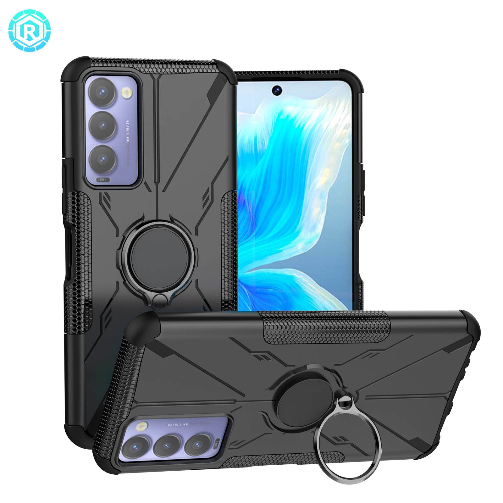Mecha Phone Case Folding 360 Ring Kickstand Mobile Cover for Tecno Camon 18 for Tecno Camon 18 Case Luxury