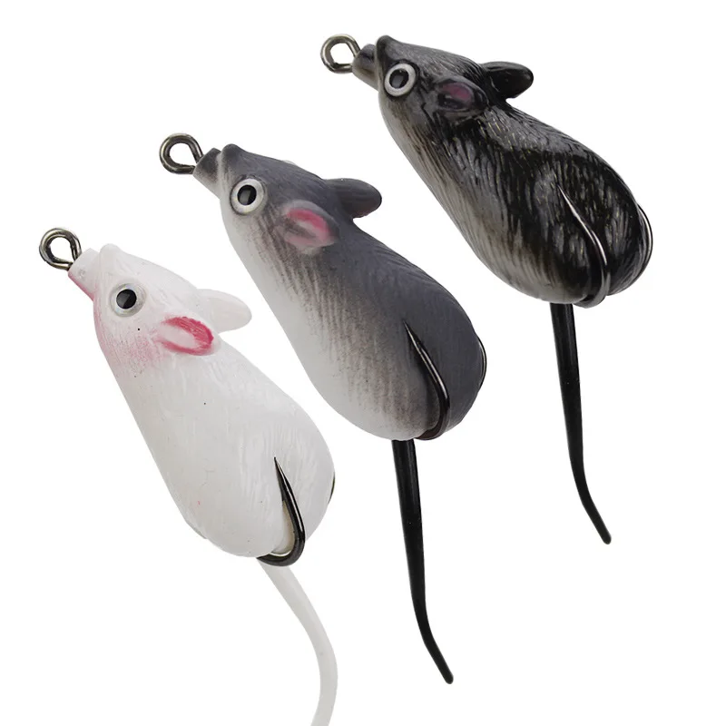10g 5cm Snakeheas mice mouse rat fishing lure dual hooks artifical bait freshwater soft silicone baits for bass