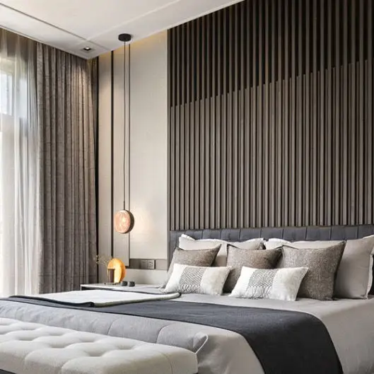 Interior Mater Bedroom PVC Wall Panels Vertical Decorative Wall Paneling laminated design lightweight  low cost WPC wall panels