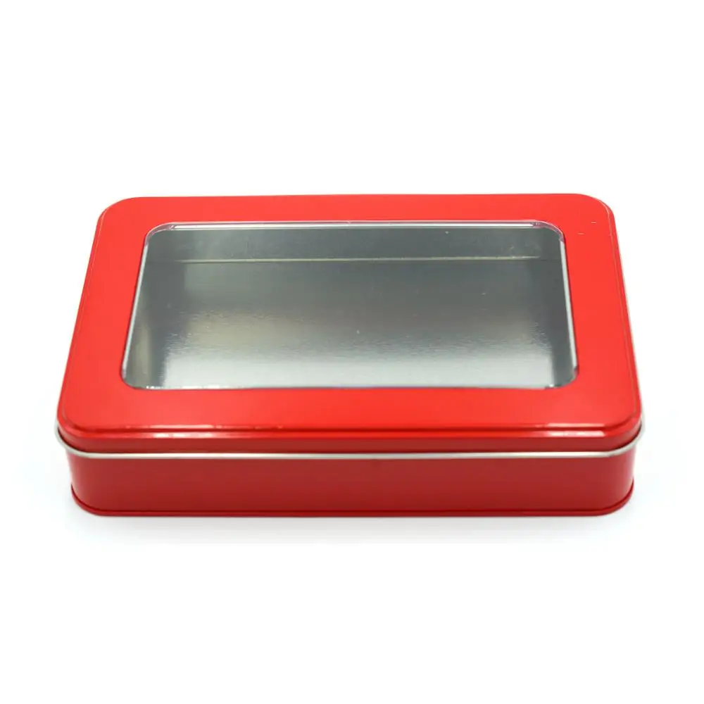 Custom Printing Biscuit Chocolate Tin Box Tin Can With Window On Lid