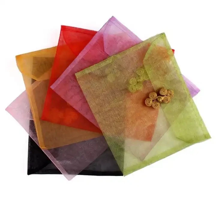 Personalized Organza Envelope Bag With Ribbon Organza Sheer Envelope Gift Pouch Jewelry Card Storage Packing For Party Gift