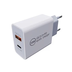 18W Type C USB PD Charger QC3.0 Fast Wall USB-C PD Charger for iPhone 8 plus X XS MAX 11 pro 12