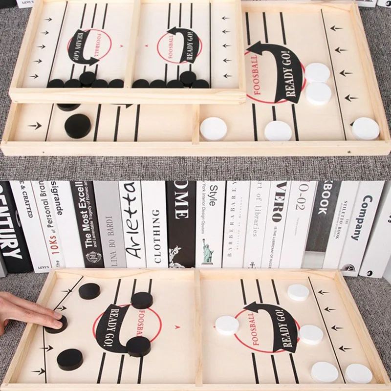 Sling Puck Game 29*54cm Board Super Table Desktop Battle Winner Game Adults and Kids Family Game Wooden Toys