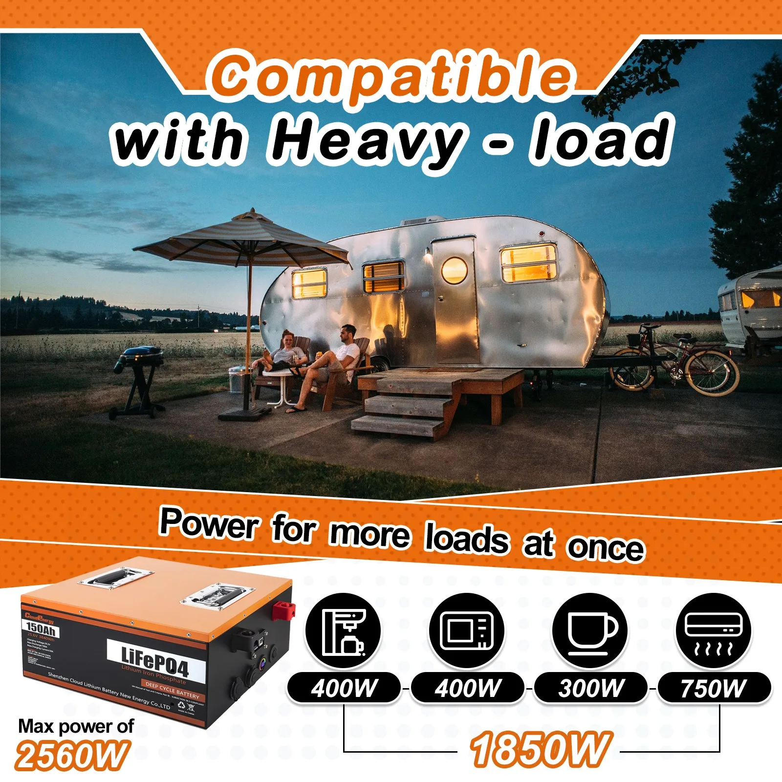 24v 150ah BMS lifepo4 battery pack golf cart rv storage battery 25.6v deep cycle battery