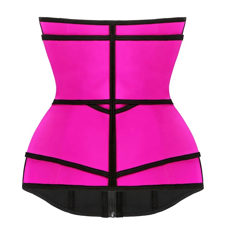 Wholesale Custom Logo Double Compression Belt Slimming Workout Latex Waist Trainer Corset Black Private Label Belt For Ladies