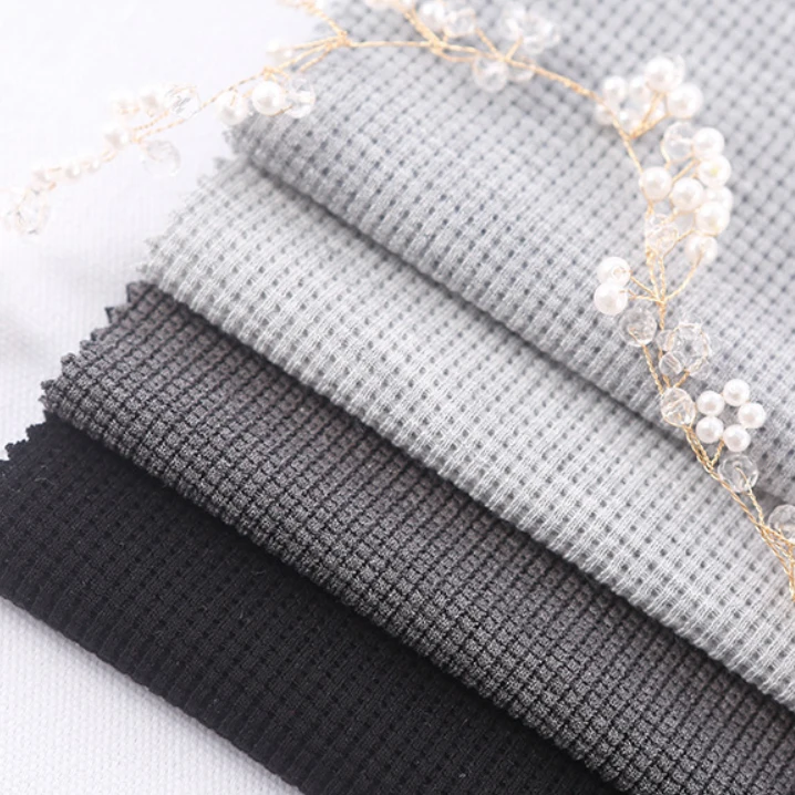Wholesale Organic Cotton Plain Dyed Knitted Waffle Weave Fabric Waffle Fleece Fabric 100% Cotton Honeycomb Waffle Knit Fabric